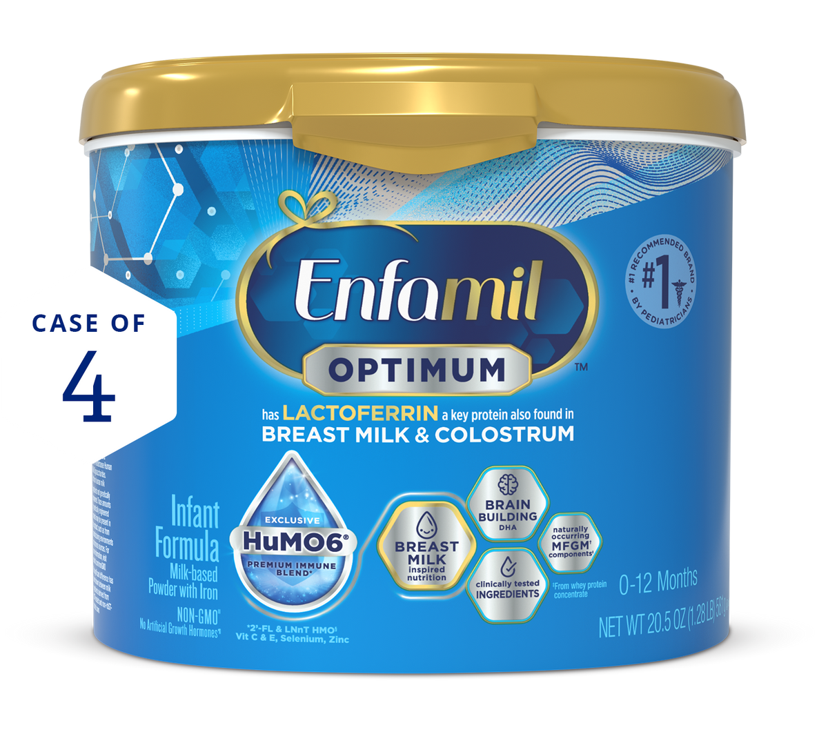 Enfamil Optimum Infant Formula 20.5oz tub case of 4