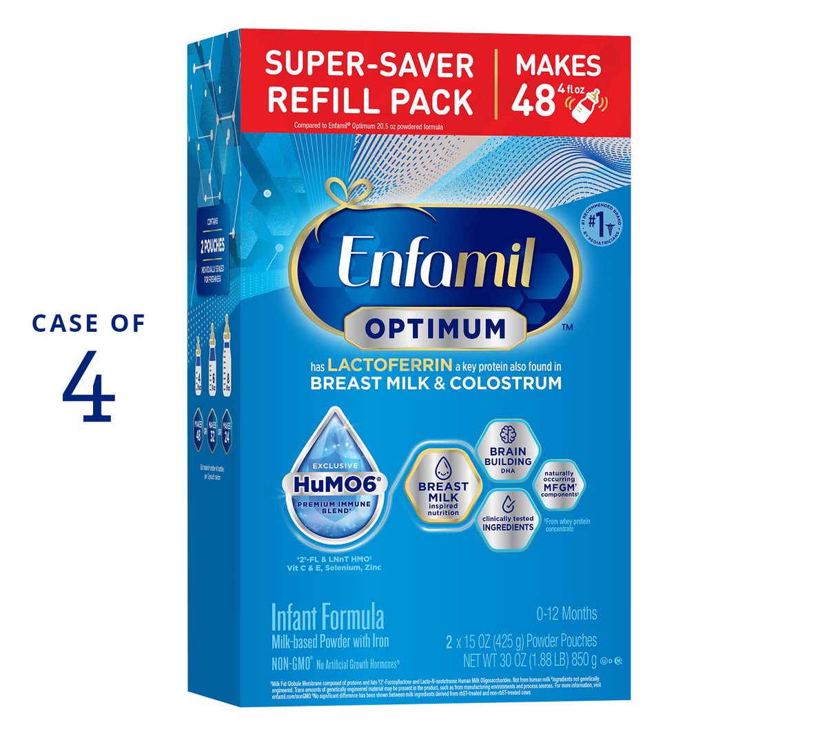 Enfamil Optimum Infant Formula refill pack 30oz case of 4