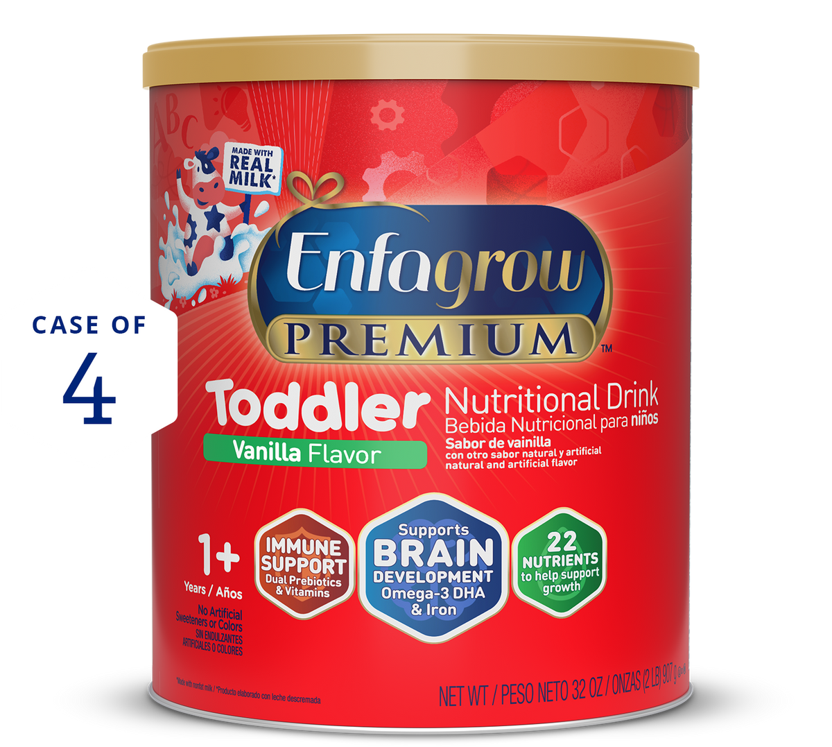 Enfagrow Premium Toddler Vanilla 32oz case of 4