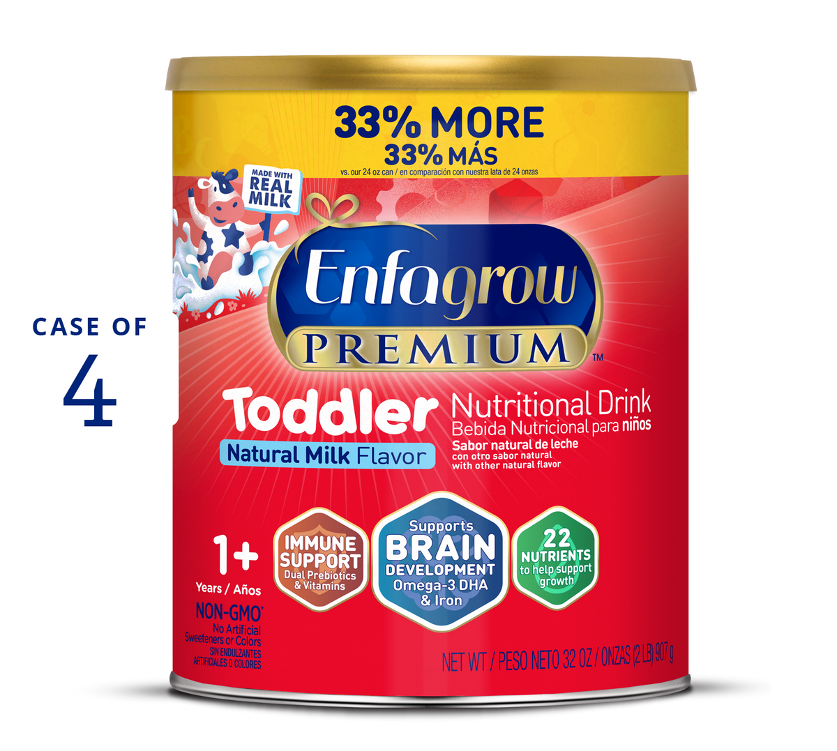 Enfagrow Premium Toddler Natural Milk 32oz case of 4