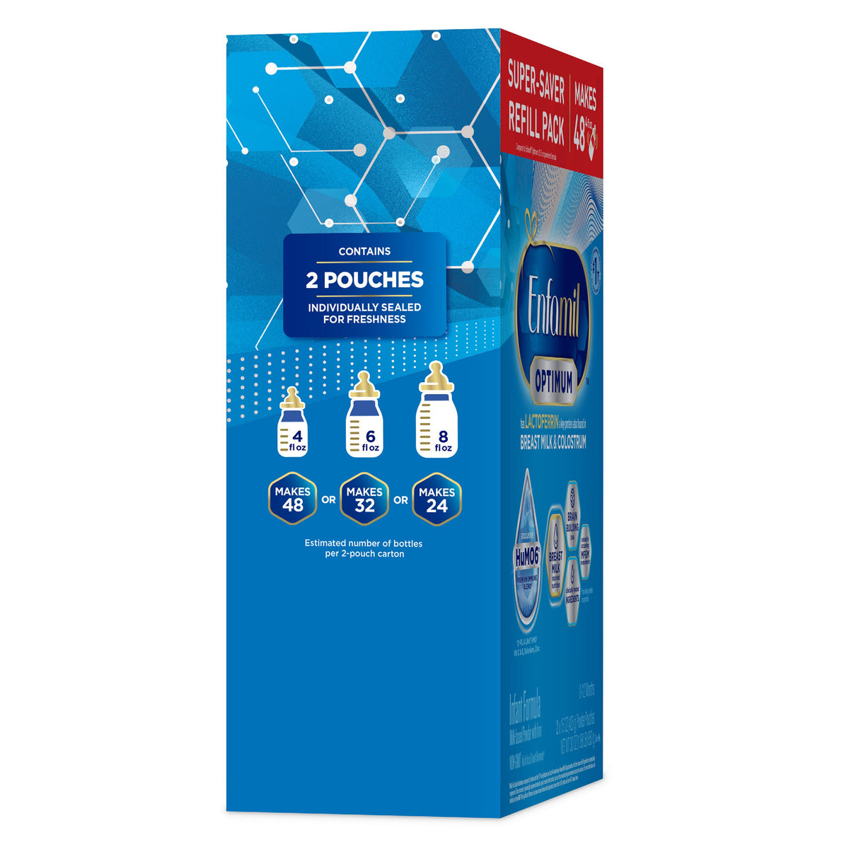 Enfamil Optimum Infant Formula refill pack 30oz side panel